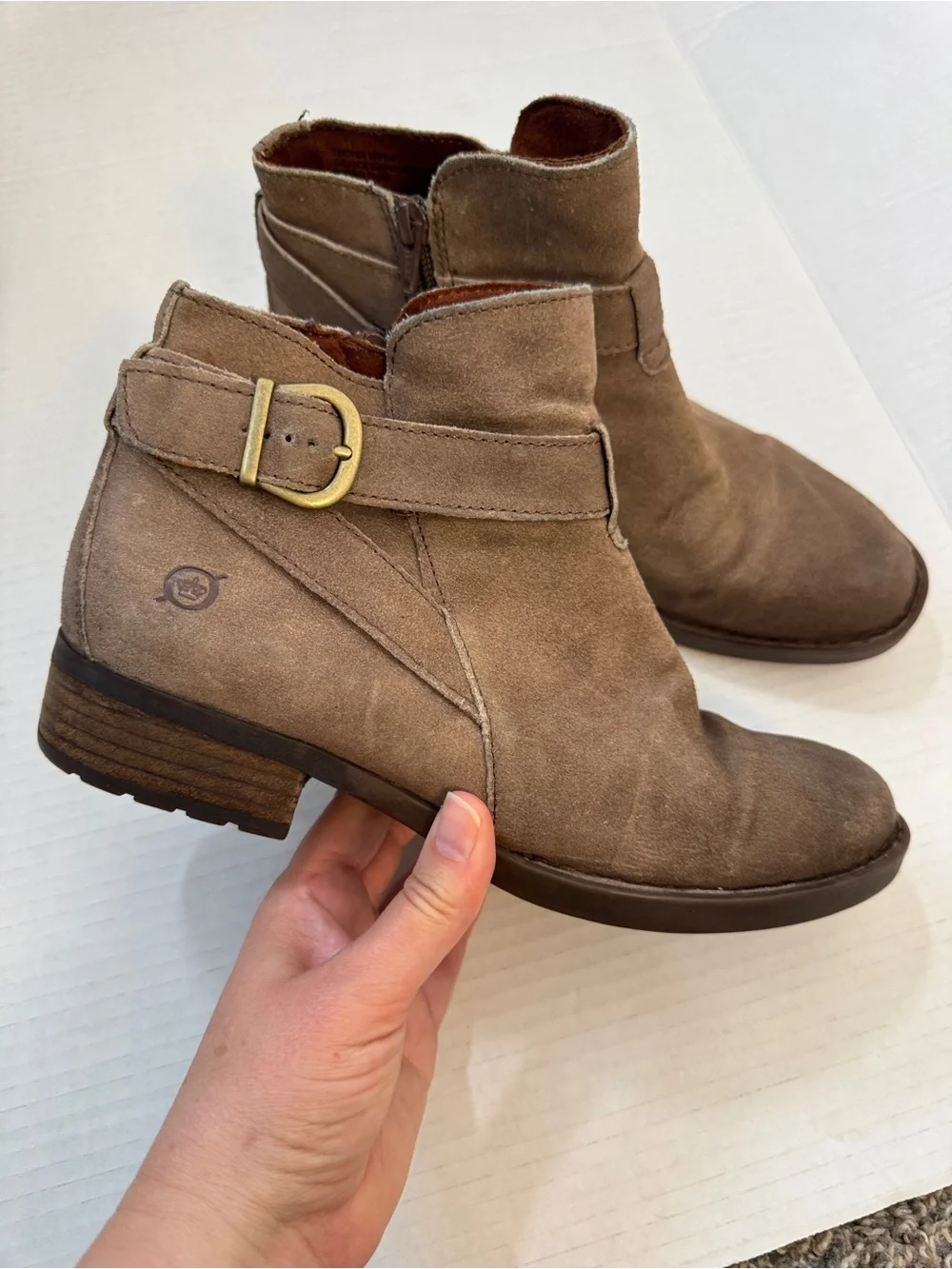 Born Brown Leather Distressed Ankle Boots Womens 8 Boho Fall Chunky Lug Casual